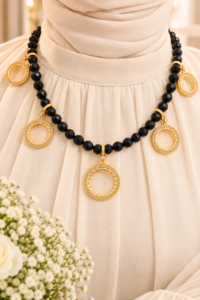TwinsCollection Yarımlı ve Çeyrekli Altın Uyumlu 8mm Kristal Boncuklu 5'i Bir...