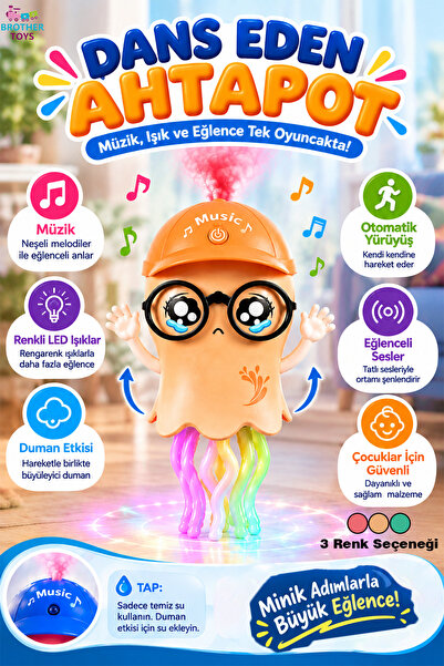 Brother Toys Dans Eden Sihirli Ahtapot Duman Atan - Led Işıklı Müzikli Emekle...
