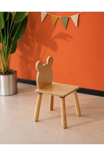 Woodnjoy Wood & Joy Doğal Ahşap Çocuk Sandalye Ayı