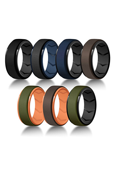 Choice5 13 7 Pack Set 7Pcs Colorful Silicone Rings for Men, 8mm Wide Rubber W...