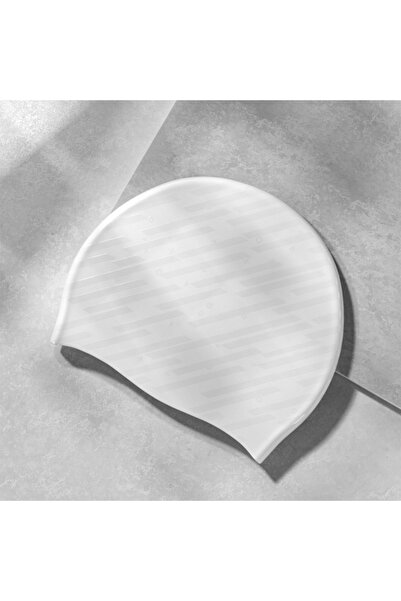 Choice 7096-White Men's Large Silicone Swimming Cap Ear Protection Waterproof...