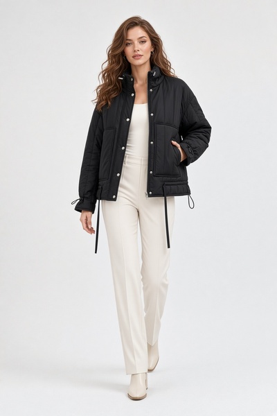 lovmi Women's Snap Fastener Premium Ray Stitched Quilted Coat