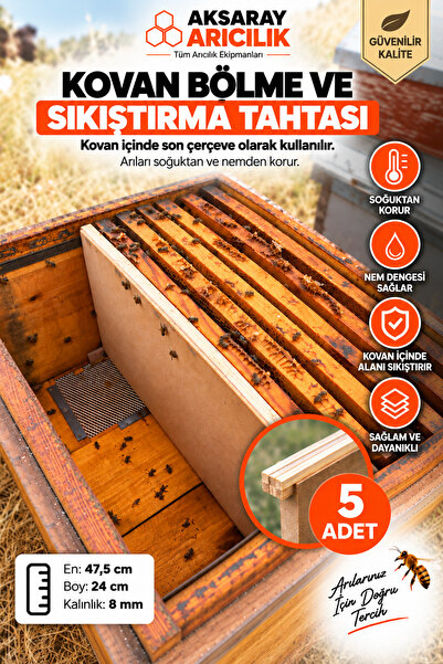 Aksaray Arıcılık Arı Kovanı Bölme ve Sıkılaştırma Tahtası 5 Adet 47,5x24 cm 8 mm
