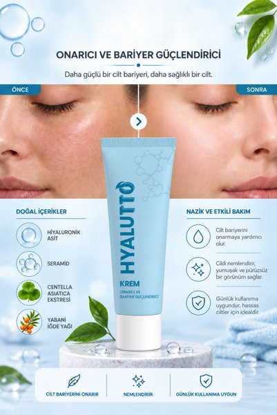 TTO Yüz Kremi Onarıcı Bariyer Destekleyici 30 ml Hyaluronik Asit Hyalutto Cilt Bakımı
