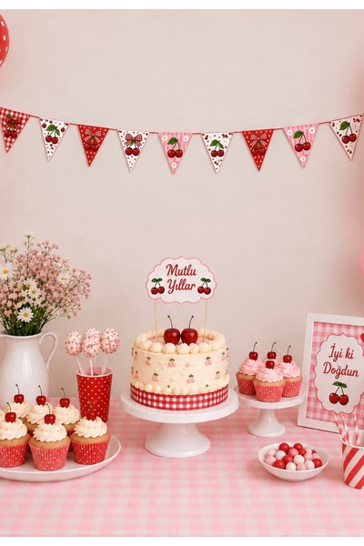 GREATOY Cherry Themed Triangle Streamer Set of 10 – 1.5 Meter Birthday Party ...