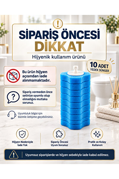 Mr.enoss 10'lu Paket Kullan At Klozet Fırçası Yedek Başlığı - Uyumlu Temizlik...