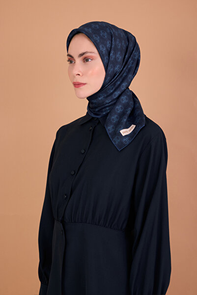 Pierre Cardin Blue 90X90 Silk Crepe Satin Scarf