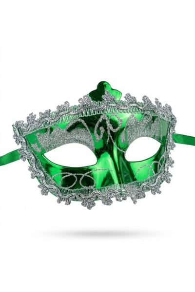 CYTHERIA Green Color Mask with Shiny Crown and Laser-Cut Details for Saudi Ar...