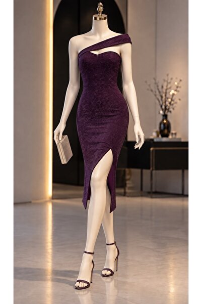Modafeminen Simli Elbise 582440 Mor