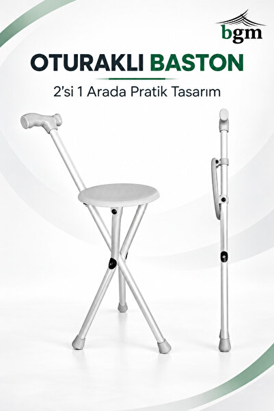 bgm Oturaklı Baston Bastonlu Oturaklı Tabure