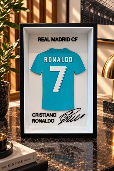 Genel Markalar En Özel Hediye: Ronaldo Real Madrid 3D İmzalı Tasarım Çerçeve