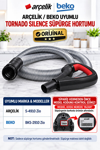 Arçelik S 4910 Tornado Uyumlu Silence Süpürge Orijinal Hortumu