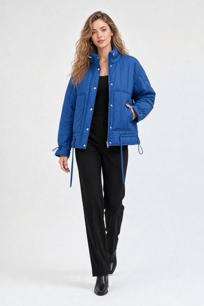 lovmi Women's Snap Fastener Premium Ray Stitched Quilted Coat