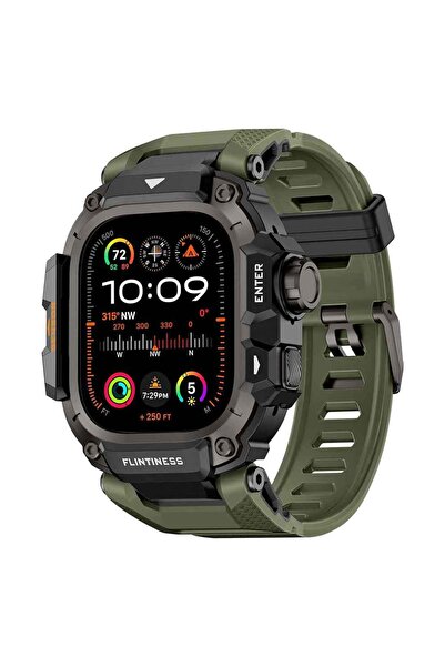 Apple Watch Ultra 49mm Apple Watch Punk Fortress Serisi Kasa Koruyuculu Silikon Kordon Yeşil