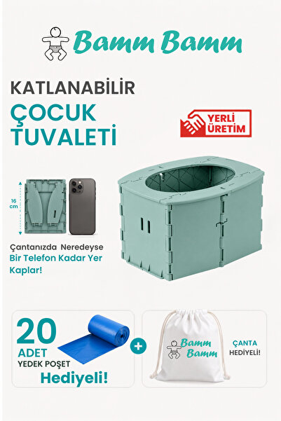 BAMM BAMM Katlanabilir Çocuk Tuvaleti, Portatif Lazımlık Taşıma Çantalı 50kg ...