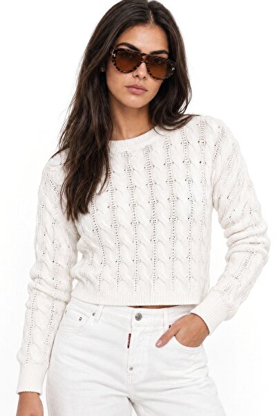 Hiccup Pulover Mixray cu model împletit (cable knit) și guler la baza gâtului