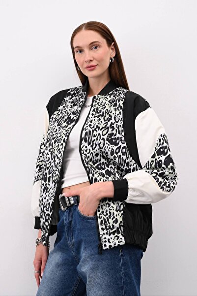 MATTİMODA TWS Animal Print Bomber Mont Yağmurluk
