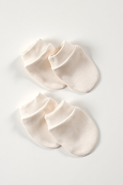 tinylamb Pure Organik Pamuk Bebek Yenidoğan 2 Çift Eldiven Takımı-natural