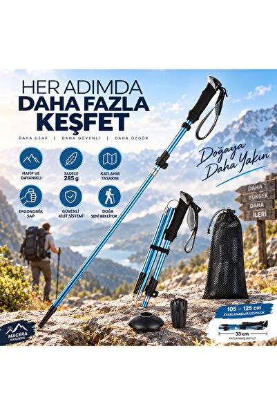 Genel Markalar Dağcı Doğa Kamp Yürüyüş Tırmanma Batonu Trekking Hafif Katlana...