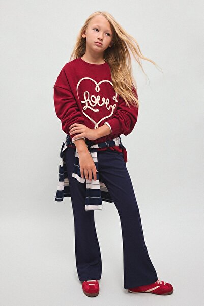 DeFacto Crew Neck Printed Sweatshirt Top Spanish Leggings Bottom 2-Piece Set ...