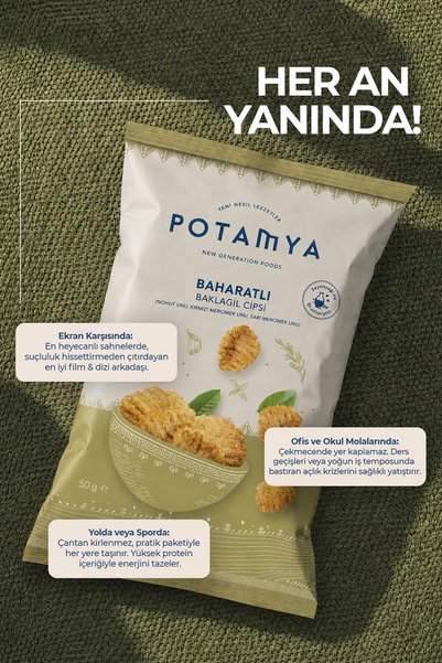 POTAMYA Zeytinyağlı Baharatlı Baklagil Cipsi x6