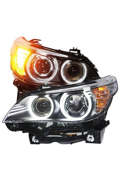 Junyan Bmw e60 lci model ön far lambası angel mercekli makyajsız kasa uyumlu