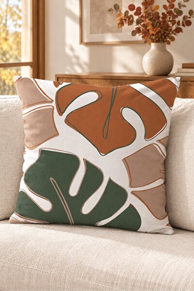 Evmila Autumn Themed 43X43 Velvet Cushion Cover