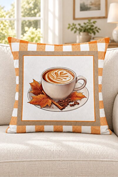 Evmila Autumn Themed 43X43 Velvet Cushion Cover