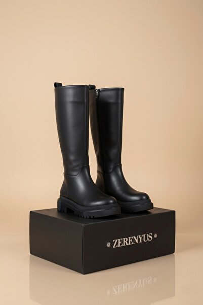 Zerenyus حذاء شتوي طويل بسحّاب من Cesa Premium باللون الأسود