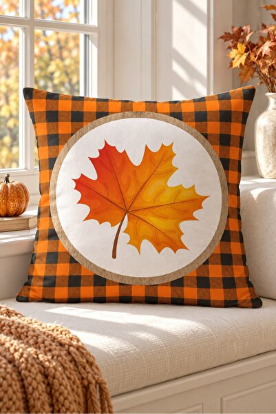 Evmila Autumn Themed 43X43 Velvet Cushion Cover
