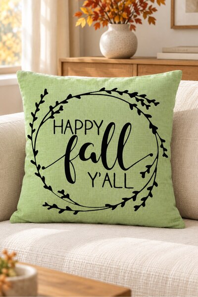 Evmila Autumn Themed 43X43 Velvet Cushion Cover