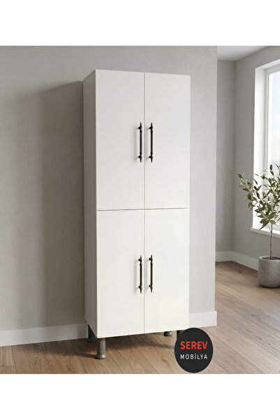 Serev Mobilya Çok Amaçlı Genişlik 60 cm 4 kapaklı Mutfak Banyo Kiler Erzak Do...