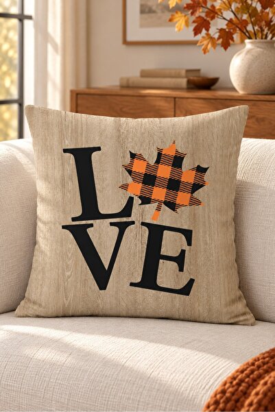 Evmila Autumn Themed 43X43 Velvet Cushion Cover