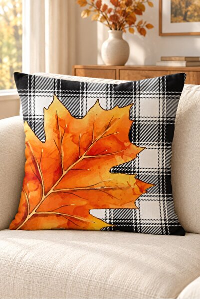 Evmila Autumn Themed 43X43 Velvet Cushion Cover