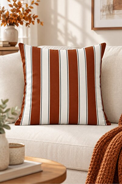 Evmila Double-Sided Printed Velvet Texture Autumn and Stripe Pattern Throw Pi...