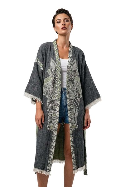 Brandsmiths Yeşil- Siyah Elephant Kimono