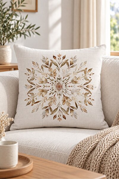 Evmila Bohemian Leaf Pattern Decorative Pillow Case - Earth Tones Velvet 43X43