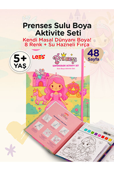 Lets Sulu Boya Boyama Kitabı & Aktivite Seti – Prenses | Let's