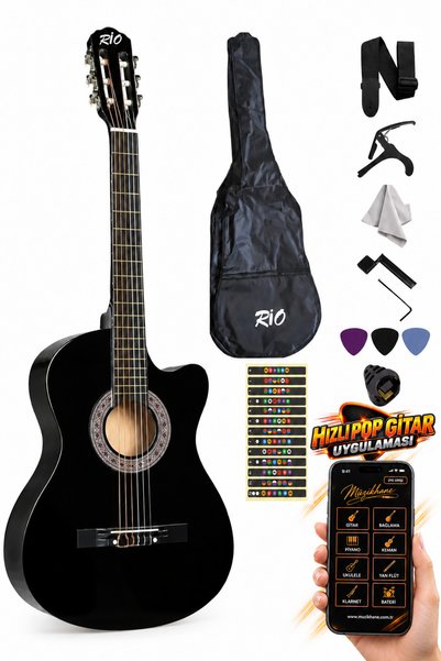 Genel Markalar Siyah Klasik Gitar Kesik Kasa Sap Ayarlı 4/4 Tam Boy Kılıf-pen...