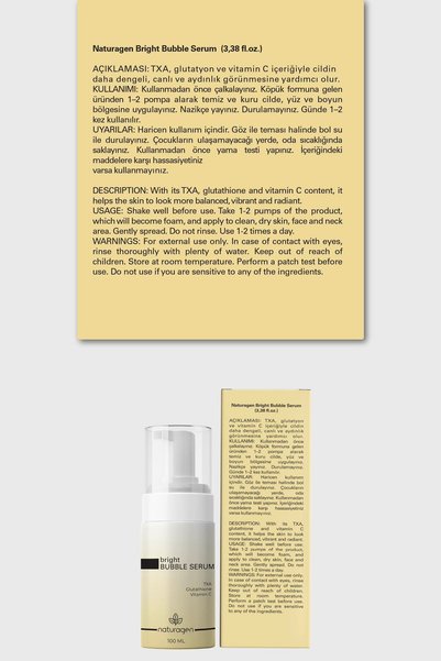 Naturagen Bright Bubble Skin Serum 100 ml |   Illuminating, Skin Tone Equalizer |   Txa, Glutathione, Vitamin C