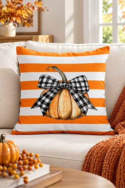 Evmila Double-Sided Printed Velvet Texture Autumn and Pumpkin Pattern Throw P...