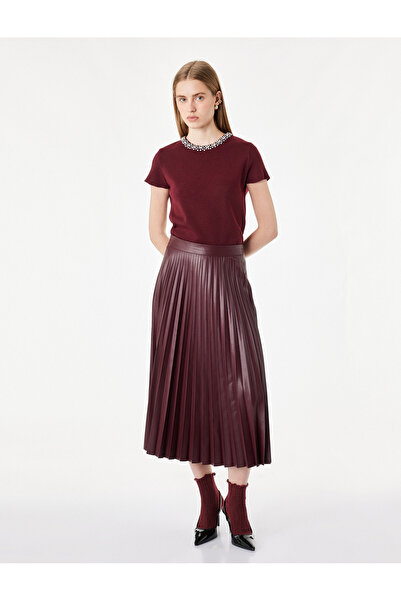 Koton Capped Sleeve Stoned Crew Neck Knitwear Blouse