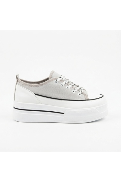 Zerenyus Dalen Premium Gray Linen Laced Thick Sole Sports Shoes