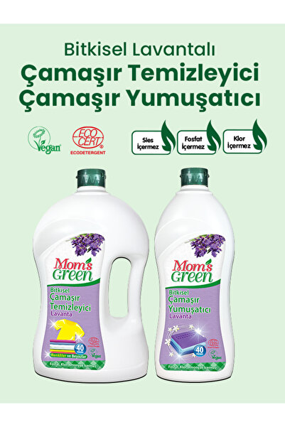 Mom's Green 2'li Set Bitkisel Çamaşır Temizleyici Lavanta  40 Yıkama- Bitkise...