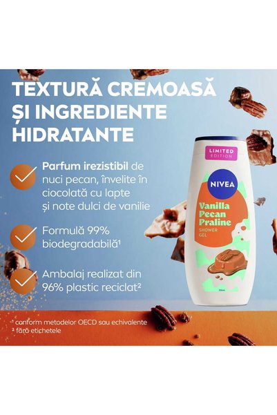 NIVEA Gel de duș cu vanilie și praline de pecan, Ediție limitată, 250 ml