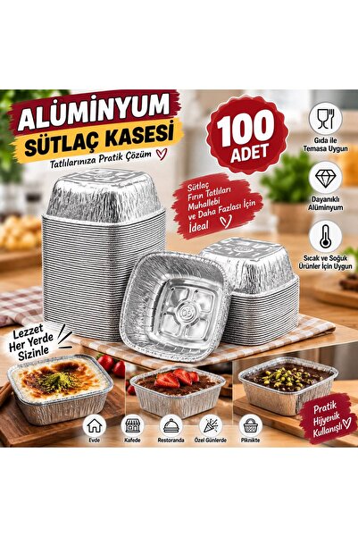AYSTAR Alüminyum Aşure Tatlı Kasesi * Sütlaç Kabı Tatlı Kase Aliminyum 100 lü