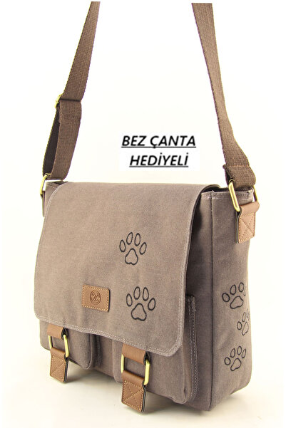 HNB Unisex Kahve Kanvas Patili Su Geçirmez Postacı İş Okul Evrak Laptop Çanta...