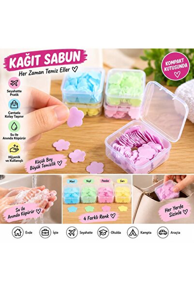 AYSTAR 100 Yaprak Parfümlü Eriyen Mini Kağıt Sabun Öğrenci Çocuk Okul Dezenfe...