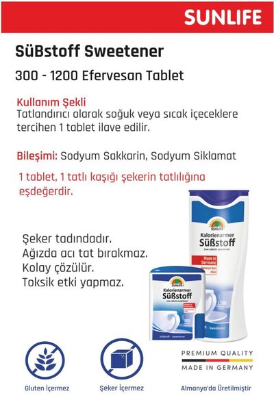 Sunlife Sweetener 1200 Tablet 300 Tablet Hediye Yeni Ambalaj _ Skt: 2028