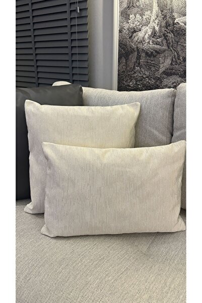 Decamor home غطاء وسادة بلون إكرو مع تفاصيل ذهبية